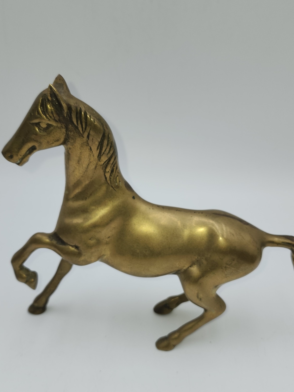Vintage Solid Brass Prancing Horse Figurine Gold Decorative Sculpture